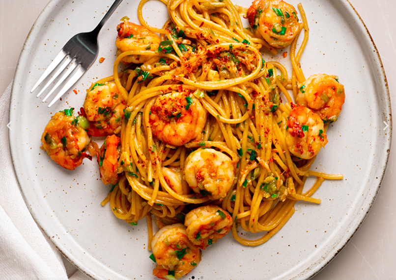 Spaghetti with Singapore prawns sauce - Tastetickler