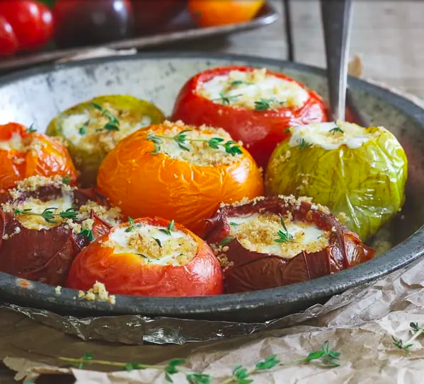 Roasted stuffed heirloom tomatoes - Tastetickler