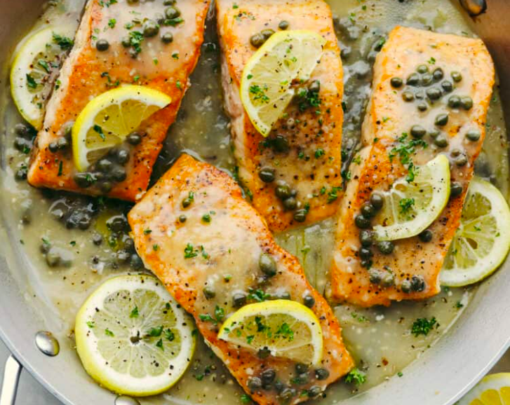 Lemon salmon piccata - Tastetickler